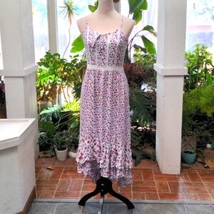 JAPNA summer floral print ruffled spaghetti strap dress cottagecore trad